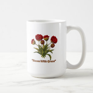 Bloom With Grace Floral Elegant Botanical Quote Coffee Mug