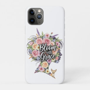 Bloom with Grace Floral Inspirational Quote Design iPhone 11 Pro Case