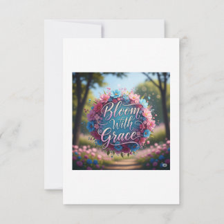Bloom With Grace" Floral Quote Poster – Growth & H Thank You Card
