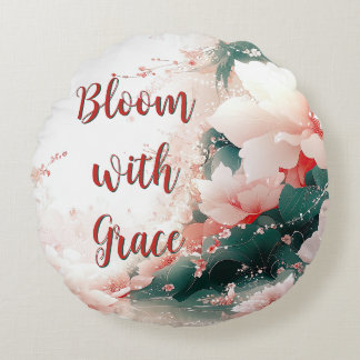 Bloom with Grace Floral  Round Pillow