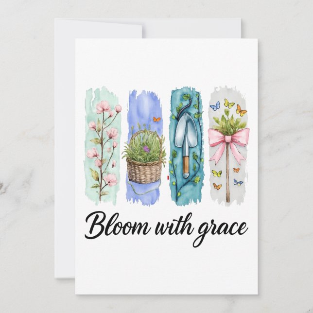 Bloom with Grace Garden Floral Art Invitation (Front)
