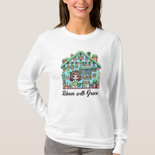 Bloom with Grace Kawaii Girl with Plants T-Shirt