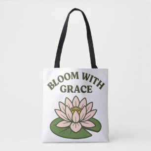 Bloom With Grace - Minimalist Pink Waterlily Tote Bag