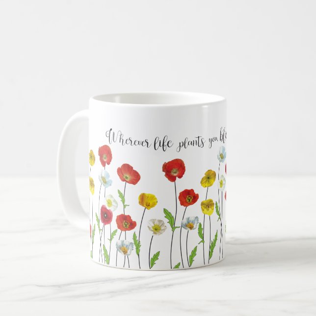 Bloom with grace-Poppy flowers Coffee Mug (Front Left)