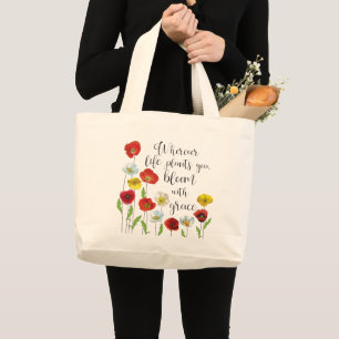 Bloom with grace-Poppy flowers Large Tote Bag