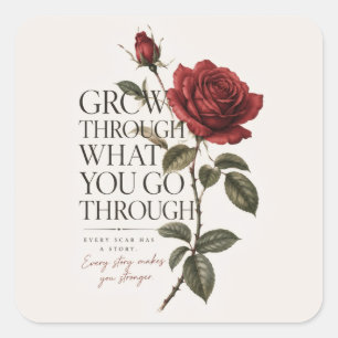 Bloom with Grace Rose Square Sticker