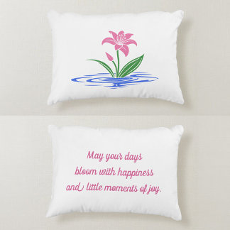 Bloom With Happiness | Floral Inspirational Quote Decorative Cushion