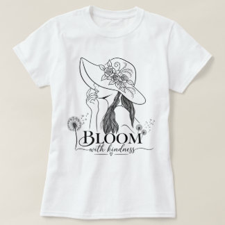 Bloom With Kindness Elegant Lady Floral Hat T-Shir T-Shirt