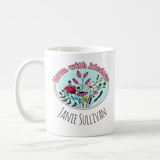 Bloom With Kindness Wild Flower Coffee Mug (Left)