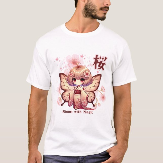 Bloom with Magic - Kawaii Sakura Fairy T-Shirt (Front)