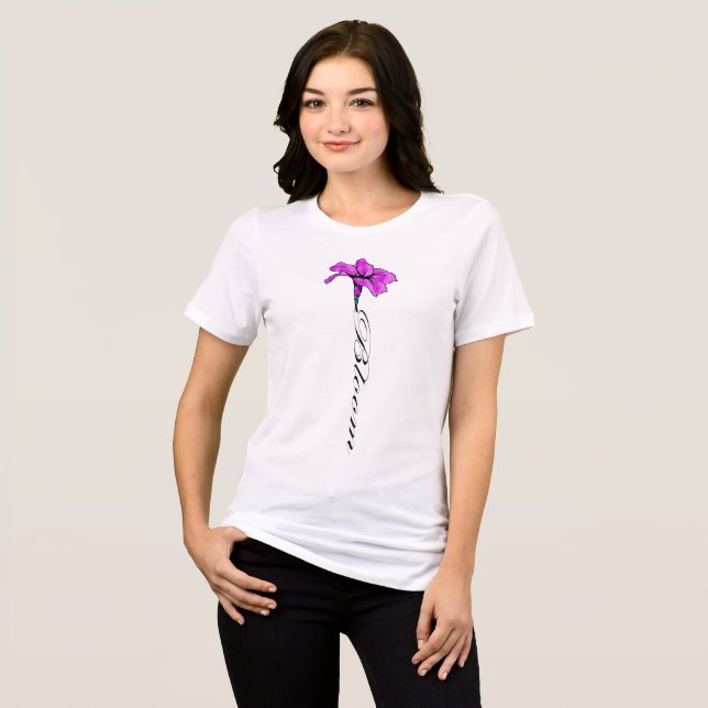 Bloom With Pink Flower Tri-Blend Shirt (Front Full)