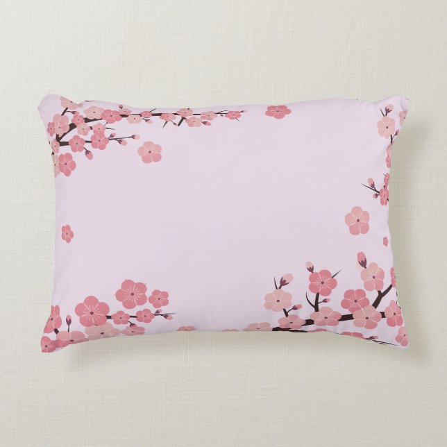 Bloomed sakura flowers accent pillow (Front)