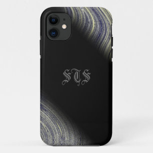 Bloomin Blue Fractal Glimmer Monogram iPhone 11 Case
