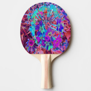 Blooming Abstract Purple and Blue Flower Ping Pong Paddle
