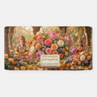 Blooming Abundance - Ganesha & Lakshmi Banner