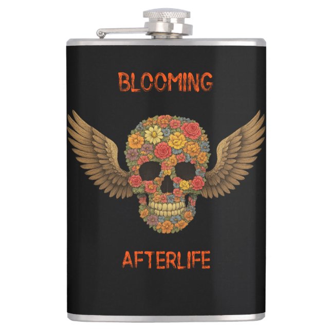 Blooming Afterlife Vinyl Wrapped Flask (Front)