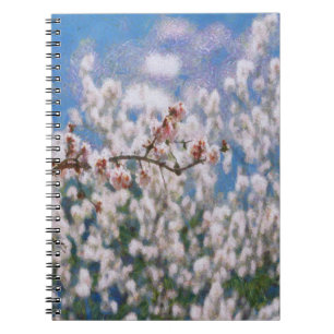 Blooming Almond Tree Pointillism Artwork Notebook
