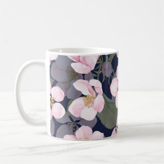 Blooming Apple: Dark Blue Watercolor Coffee Mug