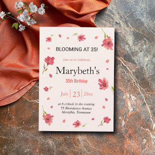 Blooming at 35 - Floral Birthday Invitation