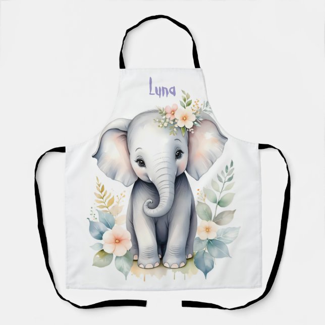Blooming Baby Elephant Apron (Front)