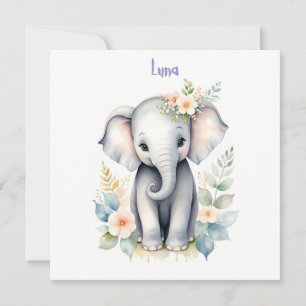 Blooming Baby Elephant Invitation