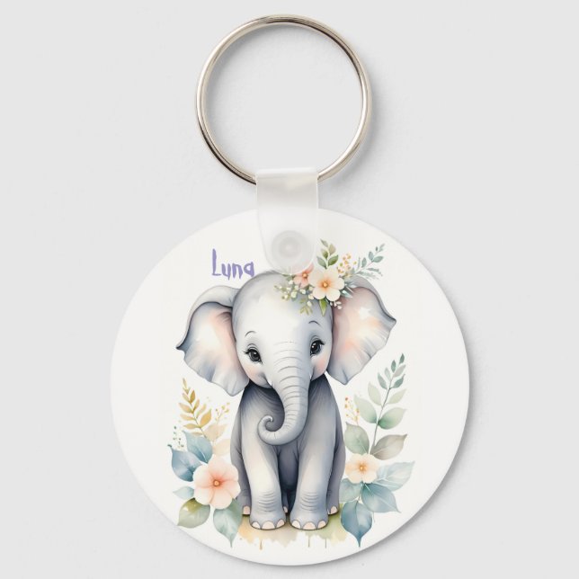 Blooming Baby Elephant Key Ring (Front)
