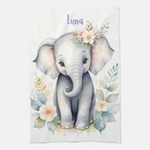 Blooming Baby Elephant Tea Towel