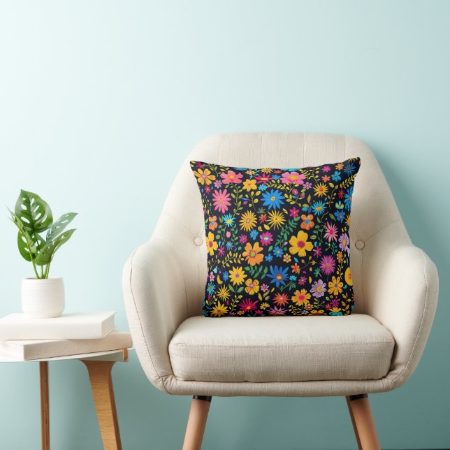 Blooming Beautiful design 16x16 Throw Pillow (Chair)