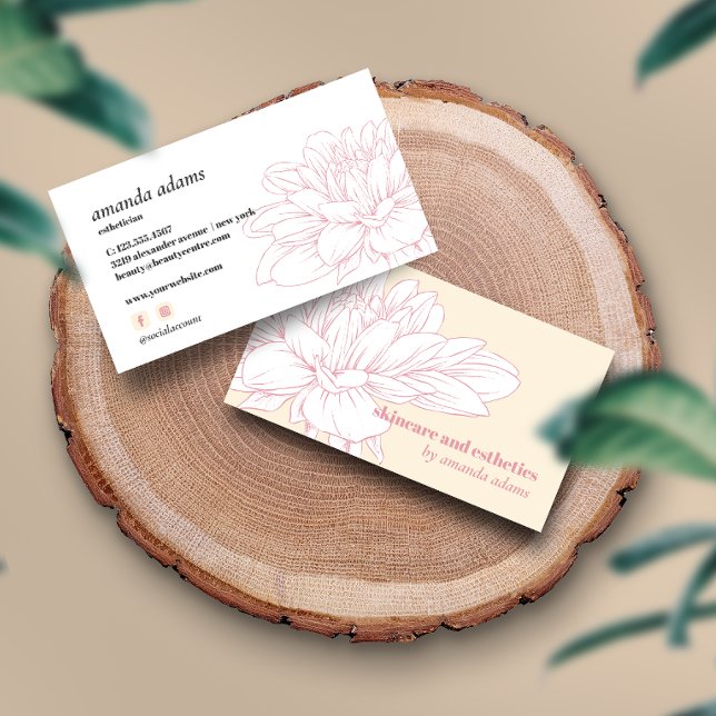 Blooming Beauty | Cream Pink Skincare aesthetician Business Card (Creator Uploaded)