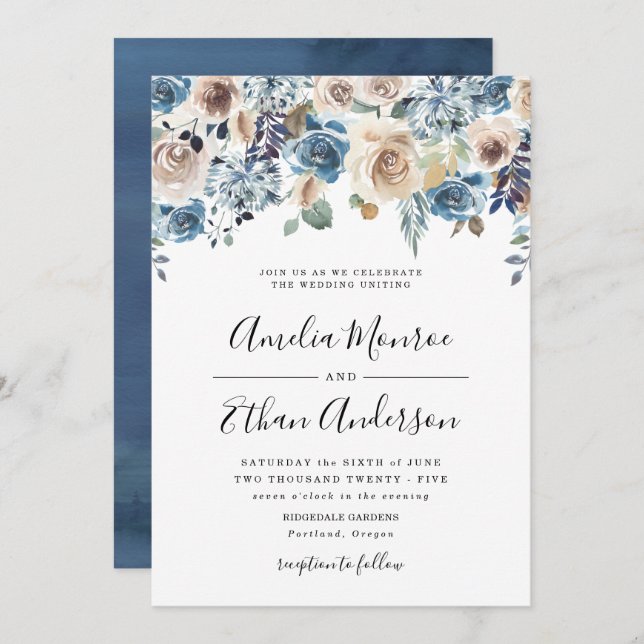Blooming Beauty | Floral Wedding Invitation (Front/Back)
