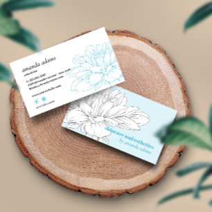 Blooming Beauty Grey Blue Skincare aesthetician Business Card