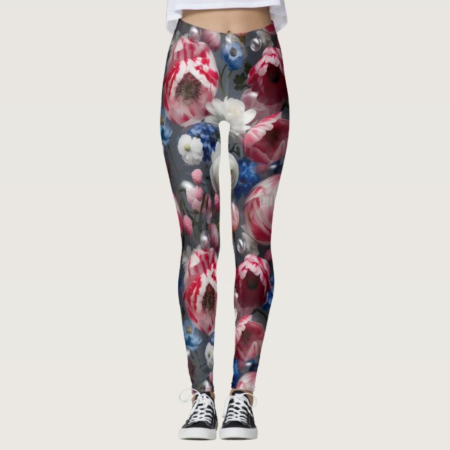 Blooming Beauty Leggings Floral Elegance in Motion (Front)