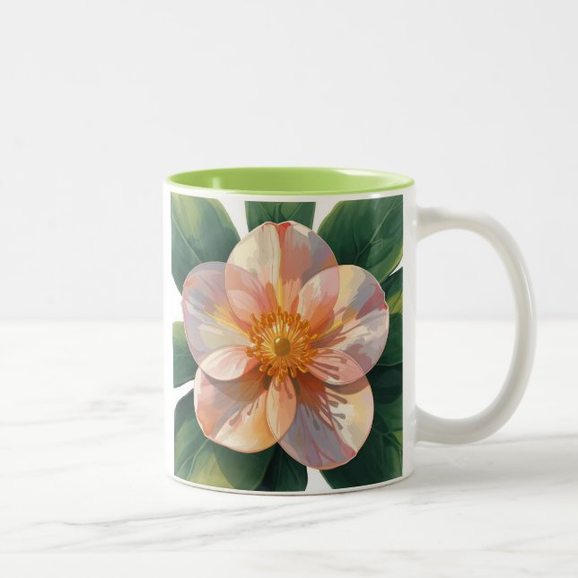 "Blooming Beauty Mug: Vibrant Warda Illustration" Two-Tone Coffee Mug (Right)