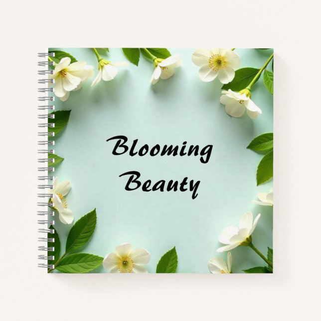 Blooming Beauty Notebook with White Floral Design (Front)