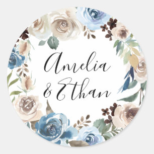 Blooming Beauty   Personalised Wedding Classic Round Sticker