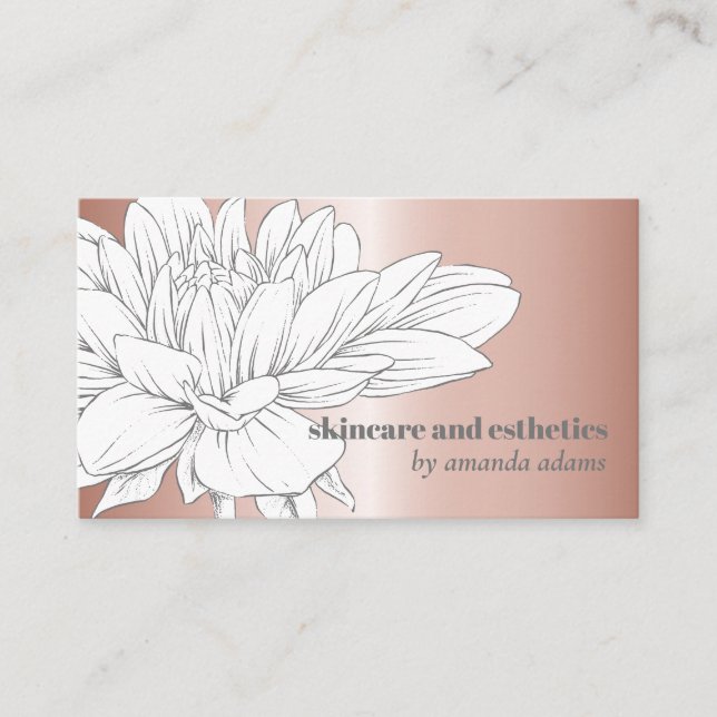 Blooming Beauty | Rose Gold Skincare aesthetician Business Card (Front)