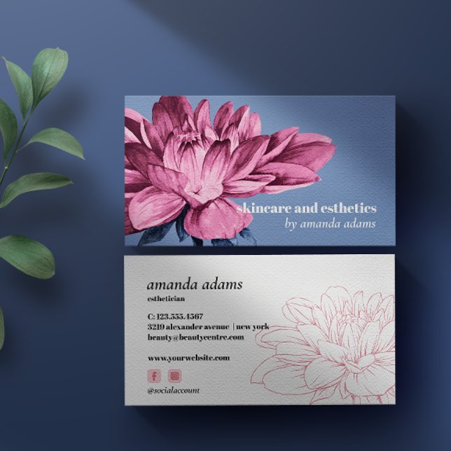 Blooming Beauty | Watercolor Skincare aesthetician Business Card (Creator Uploaded)