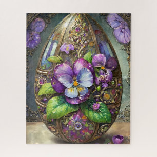 Blooming Birds Foot Violets Wildflowers Easter Egg Jigsaw Puzzle