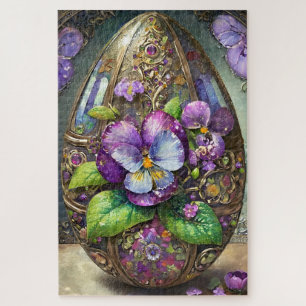 Blooming Birds Foot Violets Wildflowers Easter Egg Jigsaw Puzzle