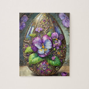 Blooming Birds Foot Violets Wildflowers Easter Egg Jigsaw Puzzle