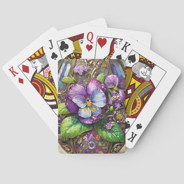 Blooming Birds Foot Violets Wildflowers Easter Egg Playing Cards (Back)