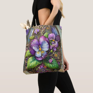 Blooming Birds Foot Violets Wildflowers Easter Egg Tote Bag