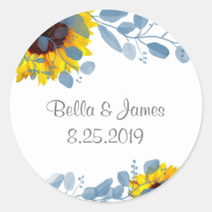 Blooming Blue Botanical Sunflower Stickers