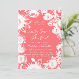 Blooming Blush Peach Floral Wedding Invitations