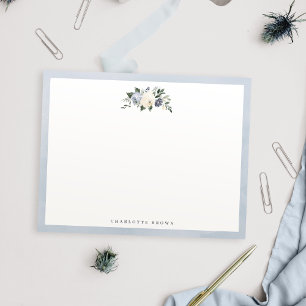Blooming botanical blue personalised stationery card