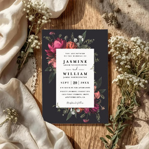 Blooming Botanical Floral Elegant QR Code Wedding Invitation