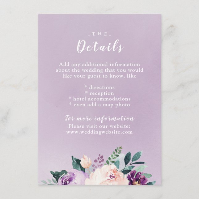 Blooming botanical floral wedding insert card (Front)