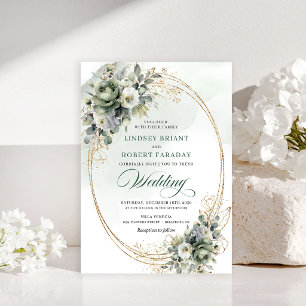 Blooming botanical foliage wedding invitation