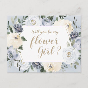 Blooming botanical grey Will you be my flower girl Invitation