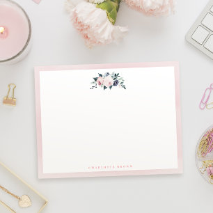 Blooming botanical pink personalised stationery card